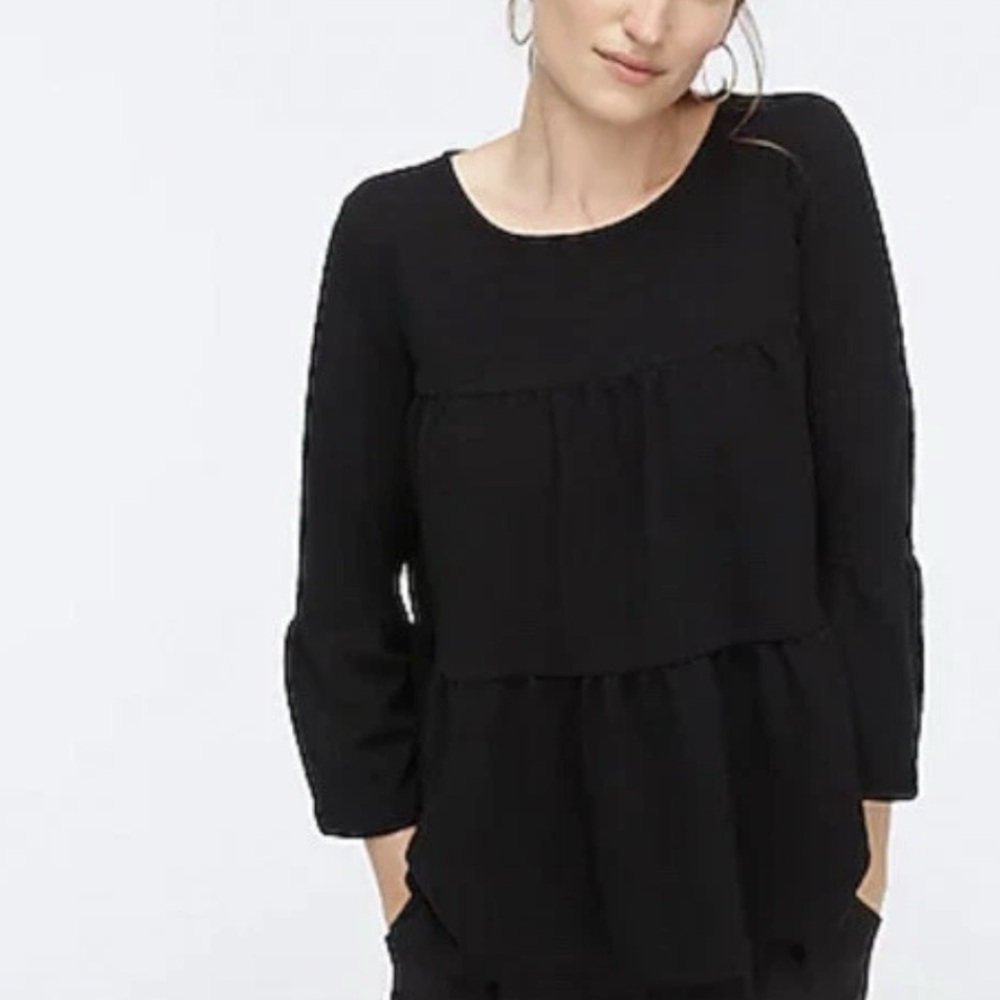 J crew Black Tiered Blouse size medium